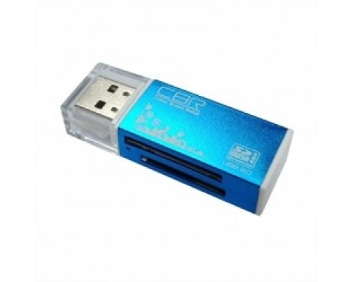 USB 2.0 Card reader CBR Human (Glam) CR-424, синий цвет, All-in-one, Micro MS(M2), SD, T-flash, MS-DUO, MMC, SDHC,DV,MS PRO, MS, MS PRO DUO
