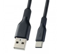 PERFEO USB2.0 A вилка - USB Type-C вилка, силикон, черный, длина 1 м. (U4907)