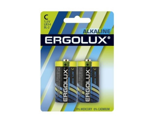 Ergolux..LR14 Alkaline BL-2 (LR14 BL-2, батарейка,1.5В) (2 шт. в уп-ке)