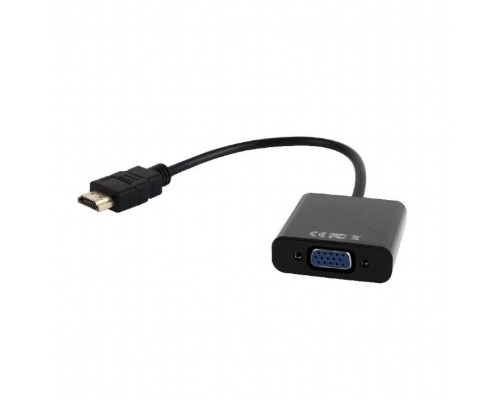 Bion Переходник с кабелем HDMI - VGA+Audio, 19M/15F + miniJack 3.5mm, длина кабеля 15см, черный BXP-A-HDMI-VGA-03