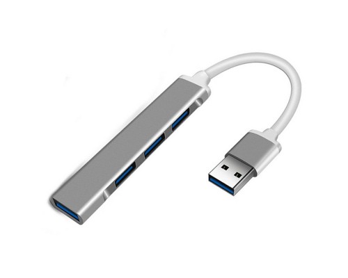 ORIENT CU-322, USB 3.0 (USB 3.1 Gen1)/USB 2.0 HUB 4 порта: 1xUSB3.0+3xUSB2.0, USB штекер тип А, алюминиевый корпус, серебристый (31234)