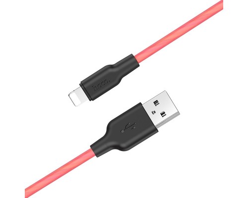 HOCO HC-71372 X21/ USB кабель Lightning/ 1m/ 2A/ Силикон/ Black&Red
