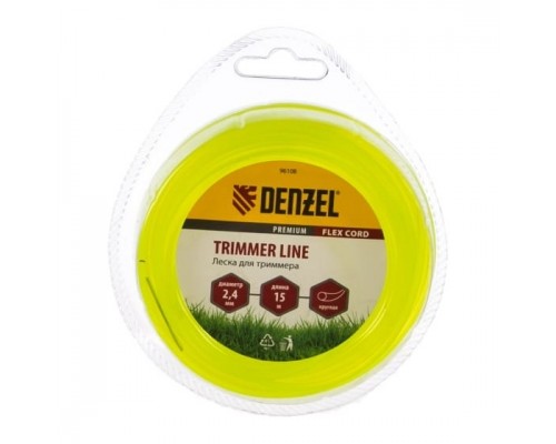 Denzel Леска для триммера круглая 2,4 мм х 15 м, блистер FLEX CORD 96108