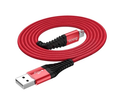 HOCO HC-10536 X38/ USB кабель Lightning/ 1m/ 2.4A/ Нейлон/ Red