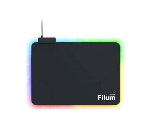 Filum FL-MPL-M-GAME Коврик игровой для мыши, серия- Bulldozer, черный, подсветка, оверлок, размер “M”- 350*250*4 мм, ткань+резина.